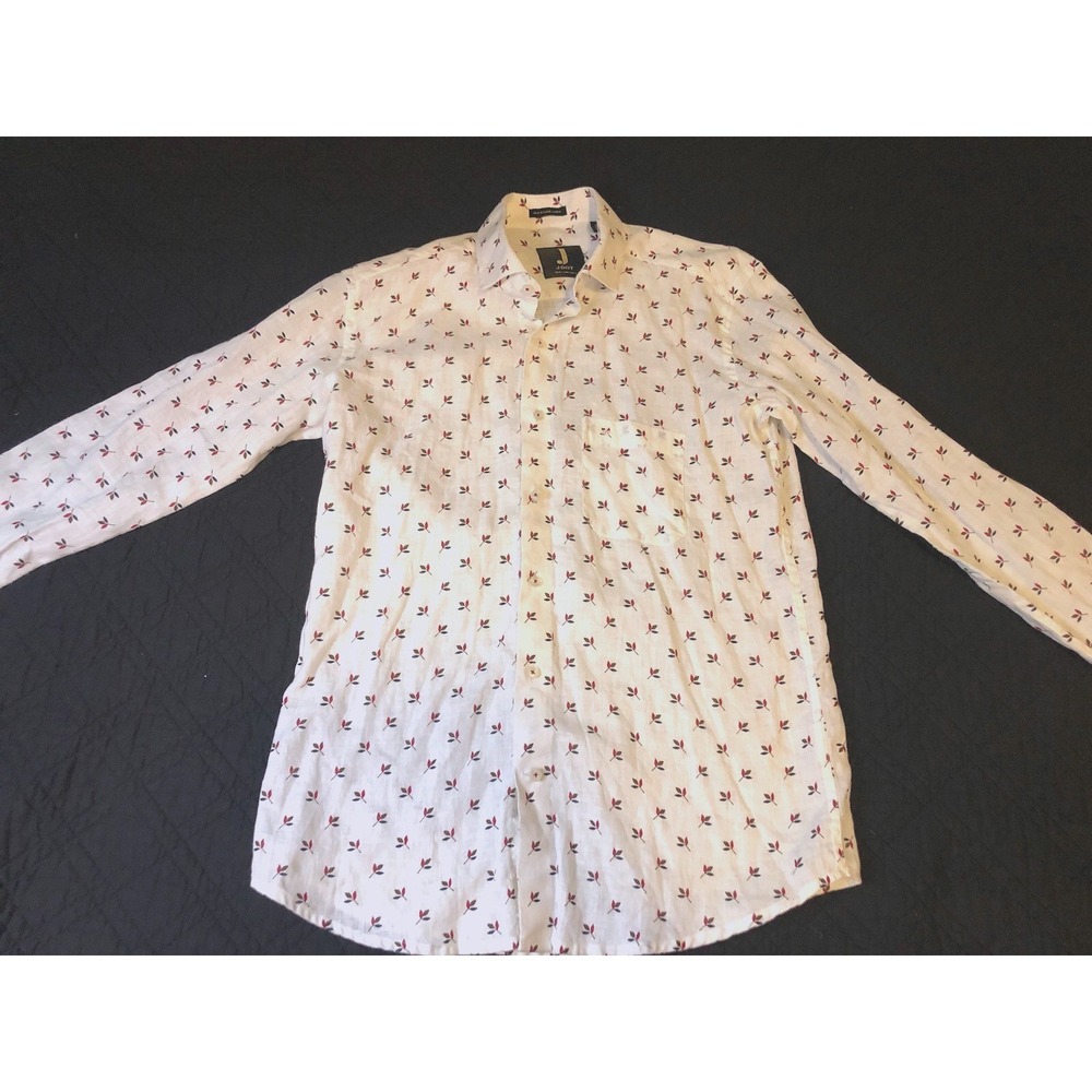 JDOT  Men's 100% Linen Shirt - Long Sleeved MEDIUM White  Button Up Classic NICE